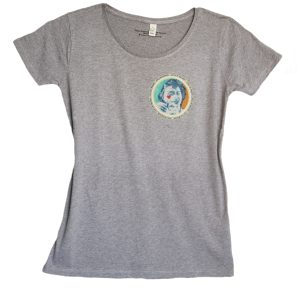 Climate Neutral organic cotton Girl T-shirt in heather grey. Design by Sammy Slabbinck.