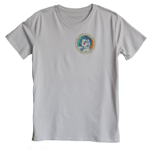 Mother of Pearl Men's T-shirt with discharge screen print of design by collage artist Sammy Slabbinck